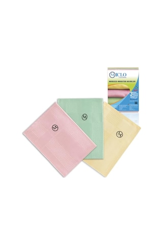 Mıclo Cleanıng Mikrofiber Temizlik Bezi 3'lü Set Sihirli Bez Cam, Ayna Bezi Soft Seri 30x40 Açık Bej