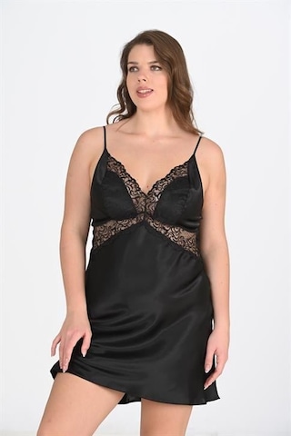 Büyük Beden 2li Siyah Sabahlık Takımı Bigsize Siyah