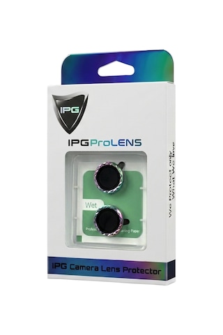 Apple iPhone Uyumlu 16 / 16 Plus İçin Ipg Prolens Kamera Lens Koruyucu Elmas Kesim Çerçeveli, Kırılmaz Cam Çok Renkli