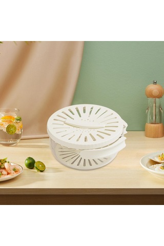 Suntek Drenaj Sepeti Pratik Kevgir Saklama Kabı Üzüm Sebze Beyaz