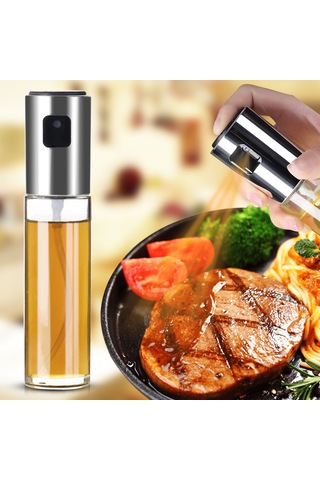 Aubyhe 100ml Cam Zarfli Yağ Spreyi - Paslanmaz Çelik Vana, İnce Buhar Dağıtımı, Mutfak & Barbekü İçin Gümüş