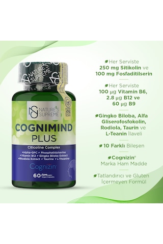 Natures Supreme Cognimind Plus Citicoline 60 Kapsül Aromasız
