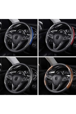 Novahub Kahverengi Karbon Fiber Abs Direksiyon Kılıfı - 38 Cm Evrensel Araba Direksiyon Takviye Kapağı Kahverengi