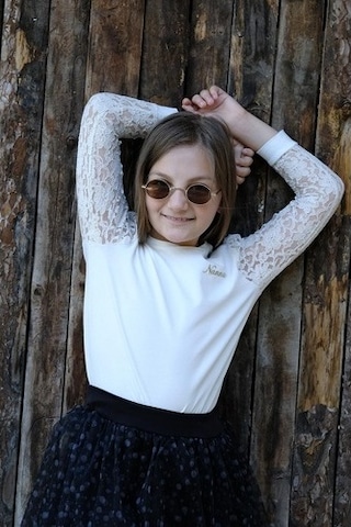 Uzun Kol Detaylı Pamuk Tişört Beyaz Nanna Fashion 2022-G-0005