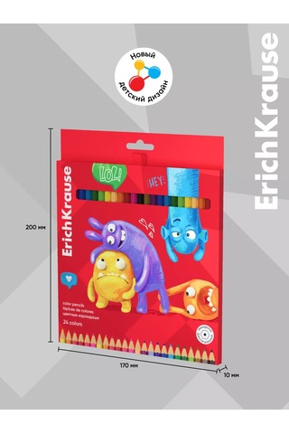 Erichkrause Jolly Friends 24 Renkli Ahşap Renkli Kalemler 189306482 Kırmızı