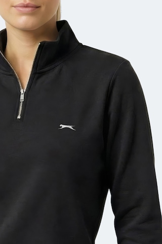 Slazenger Maxıs I Kadın Dik Yaka Fermuarlı Siyah Sweatshırt Siyah