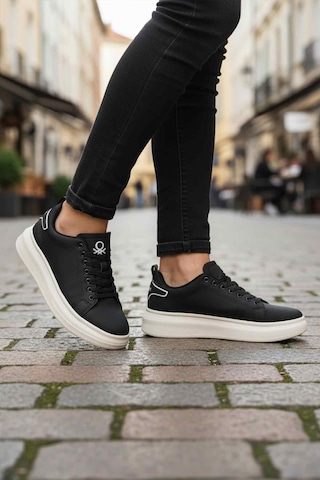 United Colors Of Benetton Siyah Beyaz Bağcıklı Erkek Sneaker Bnı-12081 M SİYAH-BEYAZ