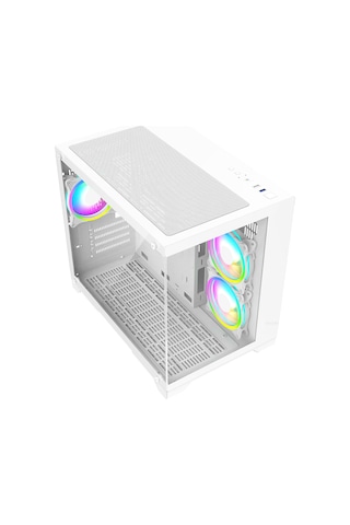 Revenge Nova 3 RGB Fanlı Temperli Cam Boş Panel M-ATX Oyuncu Bilgisayar Kasası Beyaz