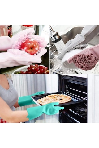 Sihirli Silikon Bulaşık Eldiveni Dayanıklı Yumuşak Kaliteli Silikon 1 Adet Gri