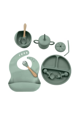 Çocuk 10 Parçalı Silikon Sofra Takımı-yeşil Yeşil