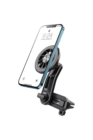 Araç İçi Manyetik Telefon Tutucu Havalandırma Izgarası Uyumlu 360 Döner Mini Fan Tasarımlı Telefon Standı