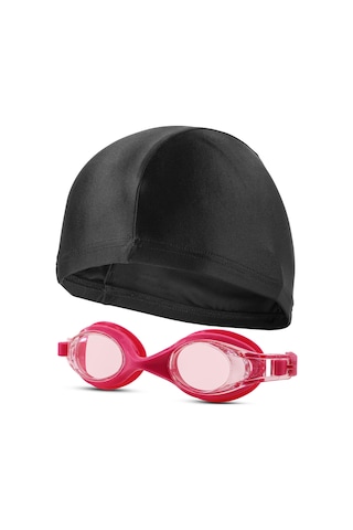 2li Set Boneli Çocuk Yüzücü Gözlüğü Kids Plus Su Geçirmez Yüzme Havuz Deniz Gözlük Pembe 1115 Pembe