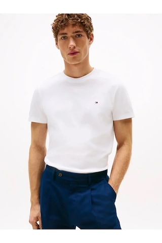 Tommy Hilfiger Klasik Sıfır Yaka T-shirt Beyaz