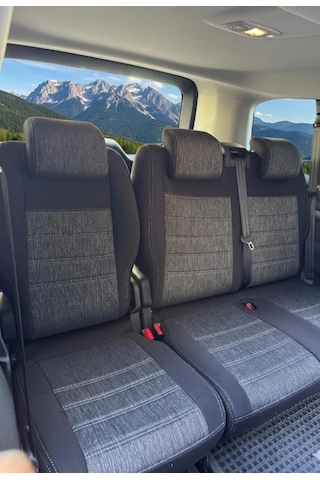 Citroen -peugeot 8+1 - Özel Dikim -1100 Keten- Siyah Deri
