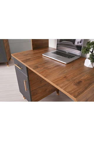 Asos Mdf Çalışma Masası Antrasit  -  Ceviz