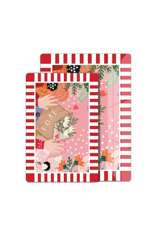 2'li Cam Kesme Tahtası Ve Sunumluk Karışık Renkli Love Desenli 20 X 30 Cm Ve 25 X 35 Cm Çok Renkli