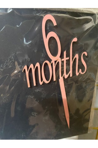 Delux Serisi Ay Dönümü Bebek Kutlaması Parti Detayı 6 Months Pembe Ahşap Pasta Üzeri Süs