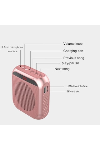 Lemestar Öğretmen Rehber İçin Bel Bağlı Taşınabilir Hoparlör - Çağırma Sistemi Gül Altın Rengi