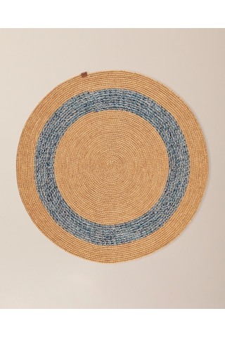 Madame Coco Vernal Yuvarlak Kilim - Naturel/mavi - 100 Cm 8684427222683 Çok Renkli