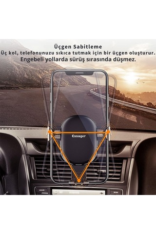 Essager Süper Güçlü Vantuzlu Torpido Üstü Araç İçi Telefon Tutucu Kilit Mekanızmalı Araç Tutucu