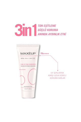 Maxeup Glutatyon Hyaluronik Asit Etkili Ton Eşitleyici ve Aydınlatıcı Renkli Güneş Kremi SPF50+ 2 x 50 ML﻿﻿