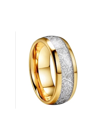 8mm Genişlik Meteorit Taşı Desenli Kakma Gümüş Rengi Tungsten Çelik Yüzük Çift Alyansı Nişan Takısı Arı Altın