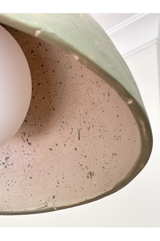 El Yapımı Wabi Sabi Seramik Kil Sarkıt Avize 25 Cm, Yeşil, Sage Green, G9 Led Lamba, Salon, Yemek Odası, Mutfak Adası