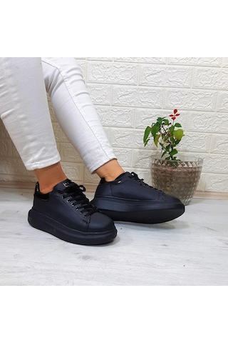 Bestof 150 Siyah-siyah Fuspetli Sneaker Düz Taban Spor Ayakkabı 001