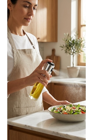 100 Ml Premium Cam Sprey Yağdanlık, Püskürtmeli Airfryer Yağlık-gümüş Çok Renkli