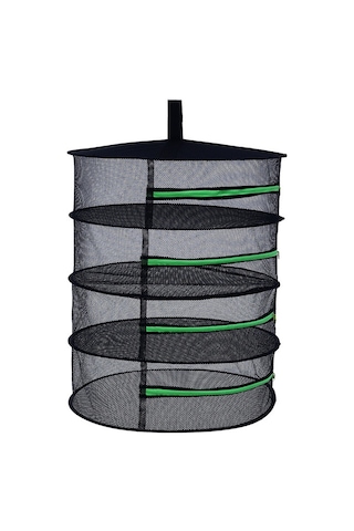 Symbee 4 Katlı Reçine Kurutma Ağı - Zipli Kapatılabilir, Çevre Dost Malzeme, Sebze-meyve-balık Kurutucu, Bahçe Gereci, 60cm Çaplı