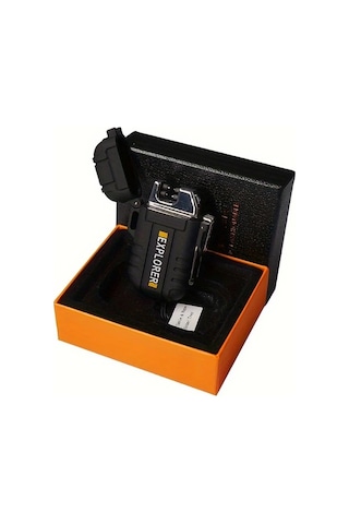 Techbloom Siyah Dual Arc Usb Şarj Edilebilir Çakmak Taşınabilir Rüzgara Dayanıklı Kampçılık Ve Doğa Yürüyüşü İçin Altın