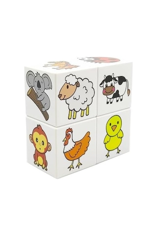 Ece&apos Nin Mini Hayvanat Bahçesi, 24 Sevimli Hayvan Figürü - 1 Yaş Oyuncak - Bebek Oyuncakları - 4 Manyetik Küp/blok