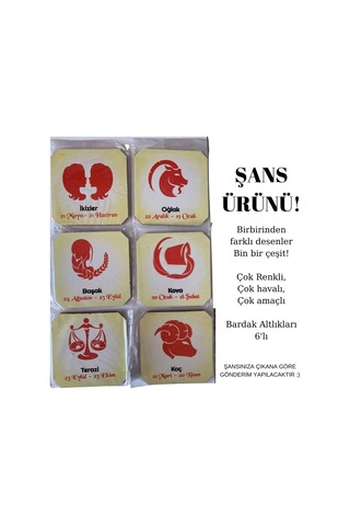 Bardak Altlığı 6'li Şans Butiği Ahşap Baskılı Doğa, Ünlüler, Sanat Eserleri, Mandala, İlham Verici Görsel & Genel