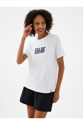 Kadın Regular Fit T-shirt Lf2039132 Whıte Beyaz