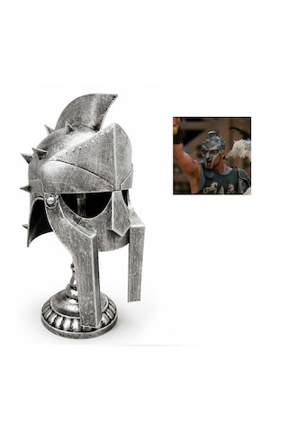 Metal Gladyatör Miğferi Kask Masa Standlı 44cm