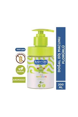 Doğal Aromasız 2 Yaş Ve Üzeri Florürlü Diş Macunu Pompalı 200 Ml Temel Bakım