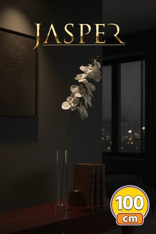 Jasper 1 Adet Yapay Islak Orkide Çiçeği Lüx Beyaz 100 Cm Ysr-106 Beyaz