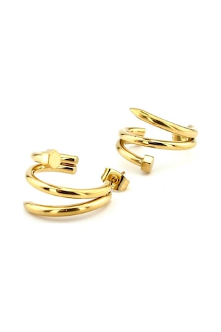 Sarmal Çivi Yarım Halka Altin Renk Sarı Çelik Kadin Küpe EX106