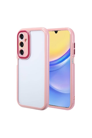 Samsung Uyumlu Galaxy A15 Kılıf Kamera Korumalı Renkli Kenar Ve Çerçeve Tasarımlı Zore Vitamin Kapak Mürdüm