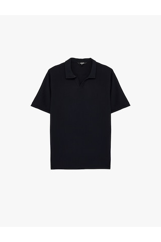 Koton Regular Fit Kısa Kollu Dokulu Polo Yaka Tişört Lacivert 6sam10068mk