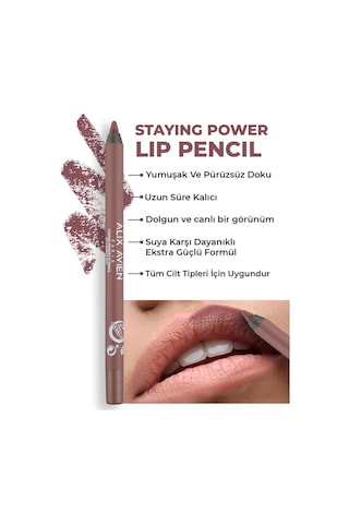 Alix Avien Suya Dayanıklı Uzun Süre Kalıcı Yumuşak Dudak Kalemi Staying Power Lip Pencil 62 Chesnut Red