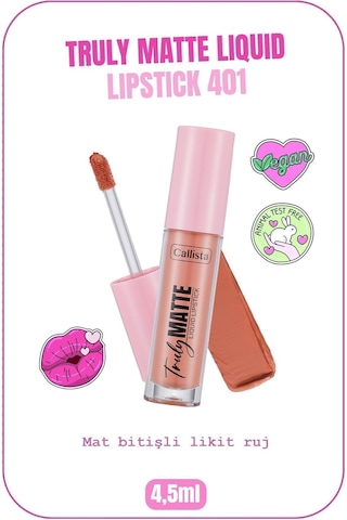 Callista Truly Matte Liquid Lipstick Mat Likit Ruj 401 Barely There - Nude