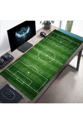 Sge Teknoloji 90x40 Cm Futbol Sahası Temalı Kaydırmaz Taban Speed Yüzey Oyuncu Mouse Pad Gaming