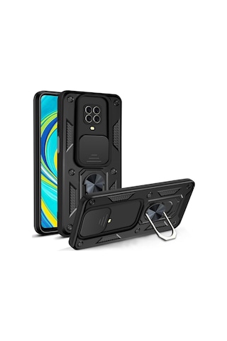 Nihcase Xiaomi Redmi Note 9s Kılıf Magnetik Standlı Kamera Korumalı Slide Sürgülü Cover Kapak