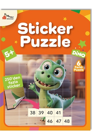 Playever Sticker Puzzle - Dino, Çıkartmalı Yapboz Etkinlik Kitabı