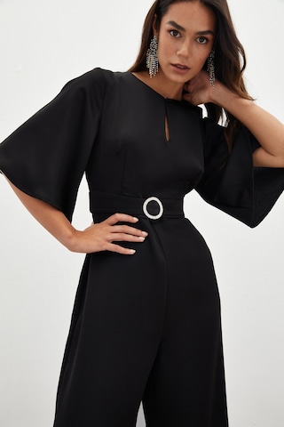 Sateen Kemerli Krep Tulum - Siyah-134836 Siyah