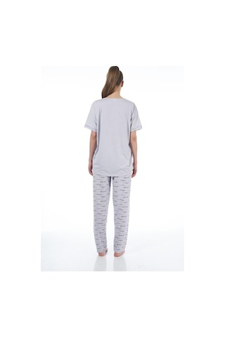 Pjs Estiva 22151 Kadın Kuğulu Viskon Kısa Kollu Büyük Beden Pijama Ta