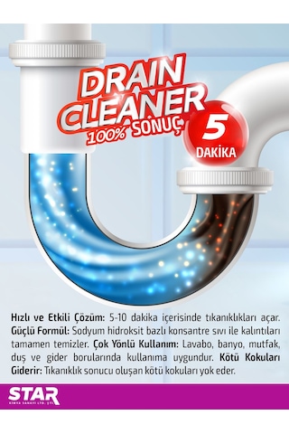 Ultra Güçlü Lavabo Açıcı 1000 Ml, 5 Dakikada Tıkanıklıkları Açan Güçlü Formül