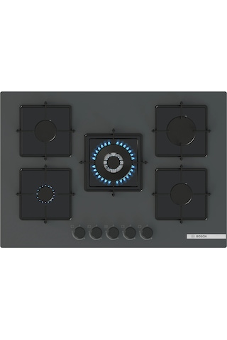 Bosch Serie 4 PNQ7B9P31O 75 CM Sert Cam Gazlı Ocak Antrasit Gri