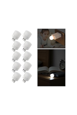 Buffer Usb Mini Top Led 10 Lu Aydınlatma Beyaz Işıklı Gece Lambası, Enerji Tasarruflu Mikro Renkli